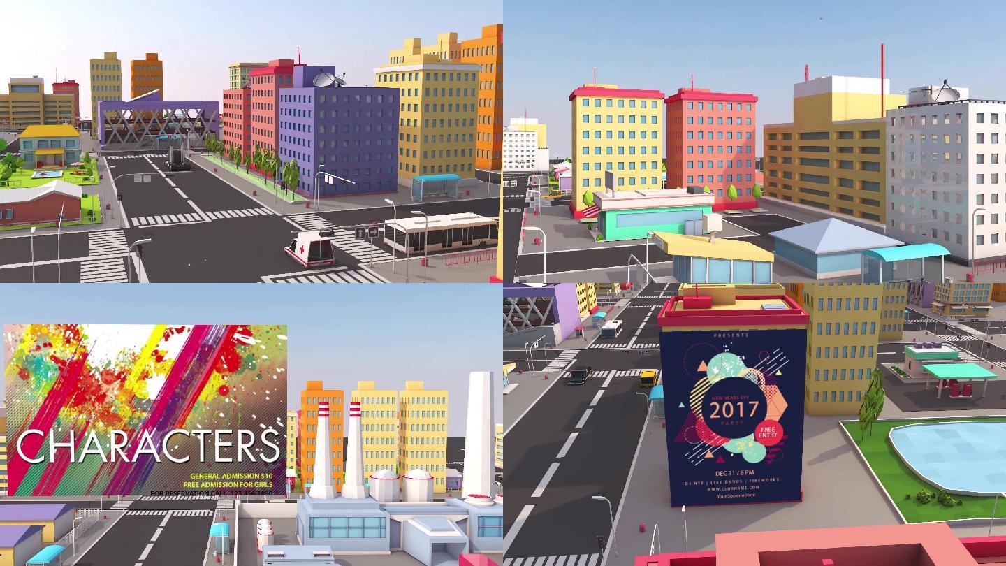 C4D三维卡通城市商业宣传展示