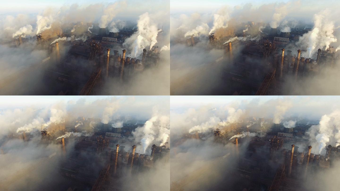 工厂排烟管道浓雾空气污染厂房宣传片