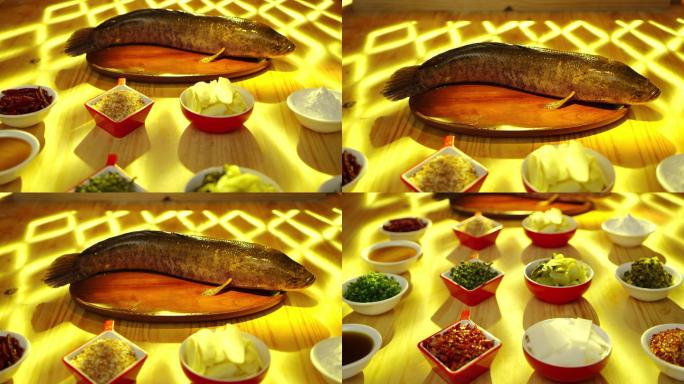 美食餐饮鱼肉配菜展示光影酸菜鱼黑鱼