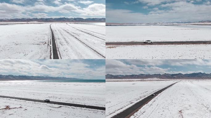 汽车行驶在冰天雪地