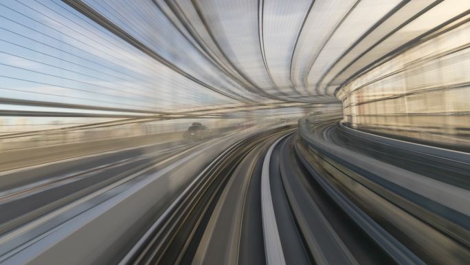 自动列车延时摄影时光隧道地铁穿行速度感