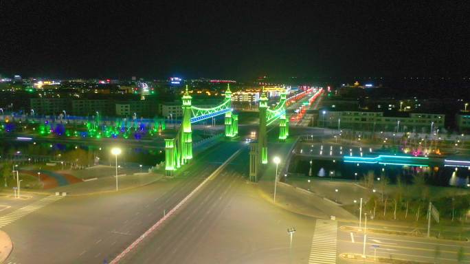 新疆北屯夜景航拍城市夜景