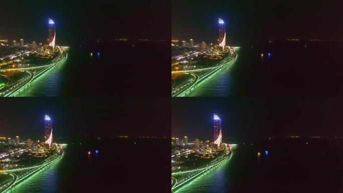 演武大桥世茂海峡双子大厦夜景