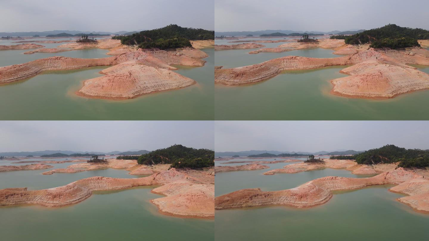 万绿湖枯水期山体露出水面