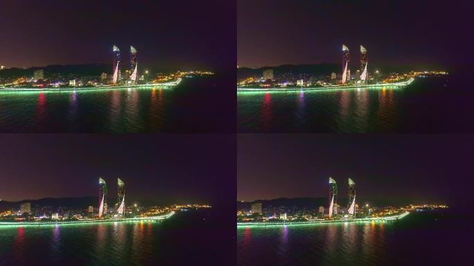 演武大桥世茂海峡双子大厦夜景