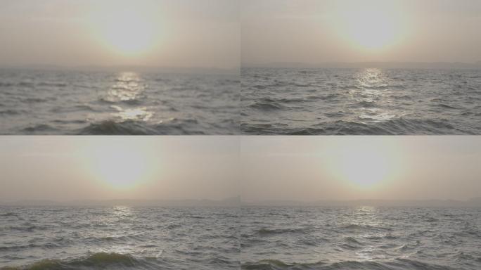 日落黄昏滇池海边海面旅行vlog空镜