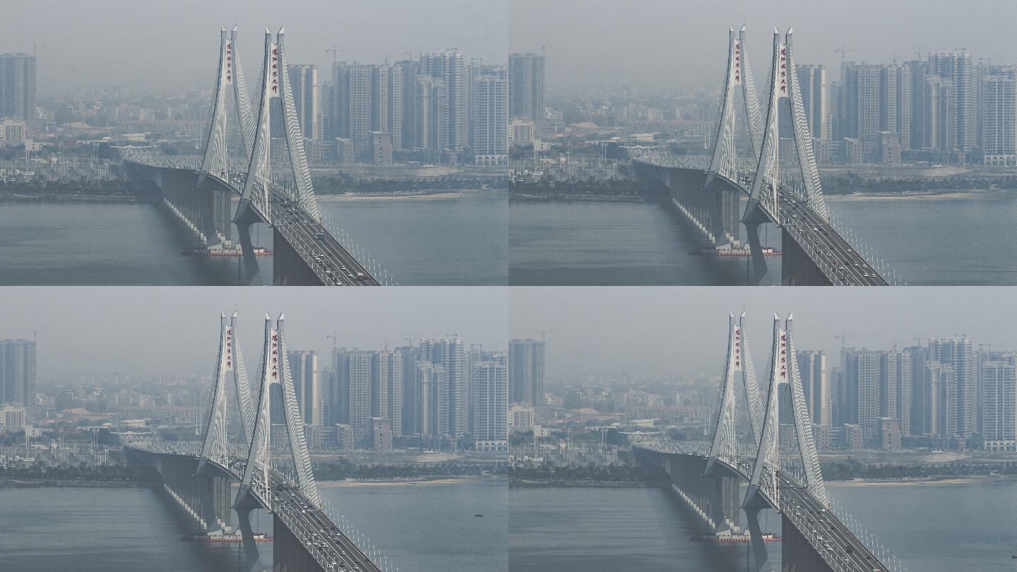 湛江海湾大桥雾霾天延时