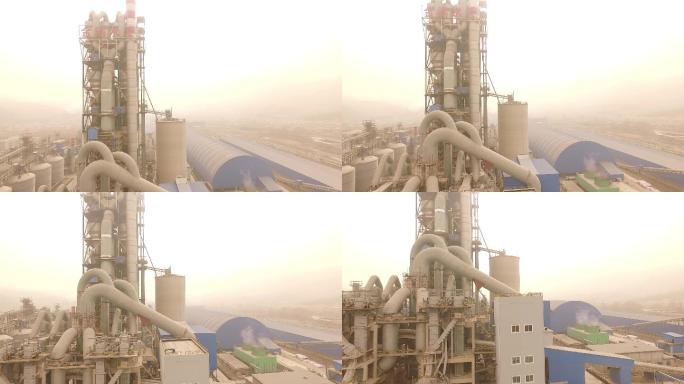 航拍水泥厂-大气污染