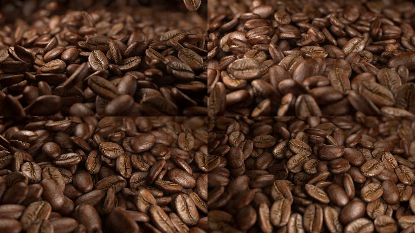慢镜头下咖啡豆掉落的动画视频