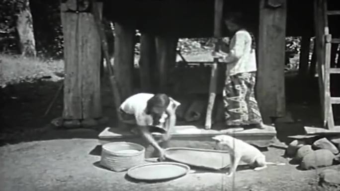 30年代东南亚竹编碾米