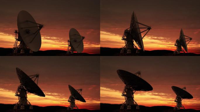 卫星天线发送全球通信接收