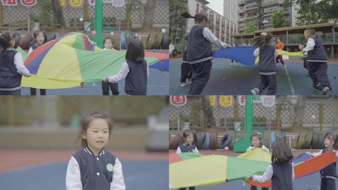 幼儿园游戏活动彩虹伞游戏