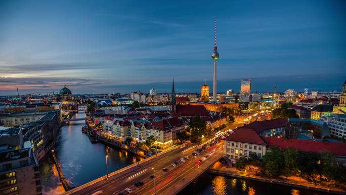 柏林城市景观-白天到晚上