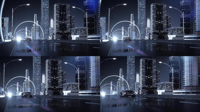 三维汽车城市夜景穿行动画C4D工程