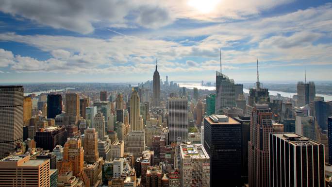 曼哈顿城市风景城市航拍宣传片建设绿化经济