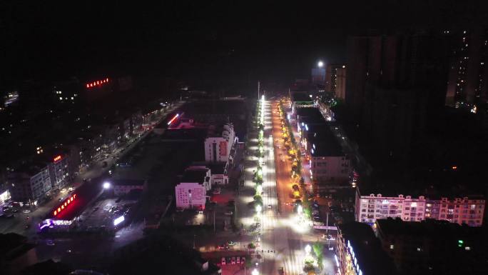 4K航拍舞水路夜景车辆夜市街景2组