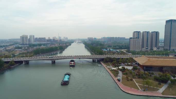 扬州京杭大运河文昌大桥航拍