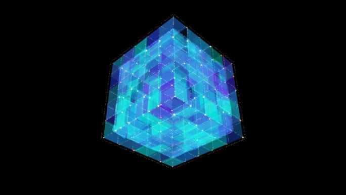 科技几何立方体旋转透明素材