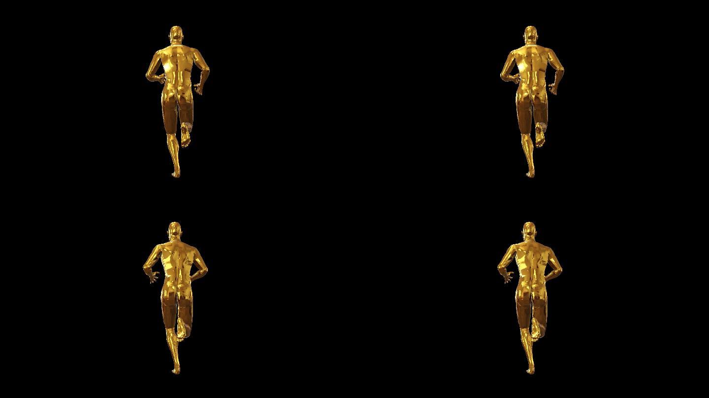 4K透明通道金色人物奔跑素材