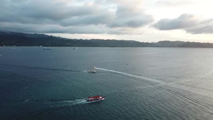 国外绝美海岛夕阳航拍