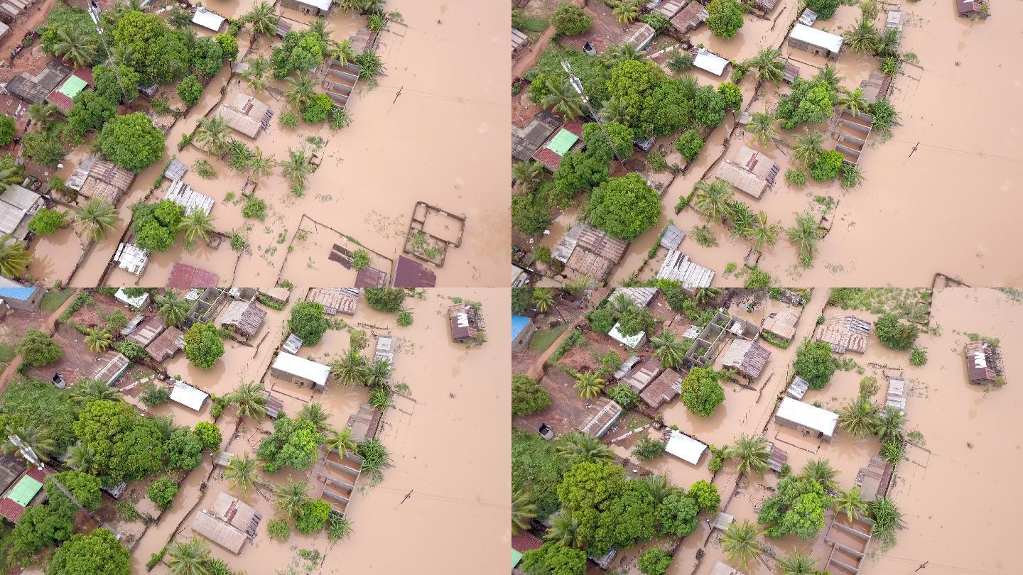 被洪水淹没的村庄
