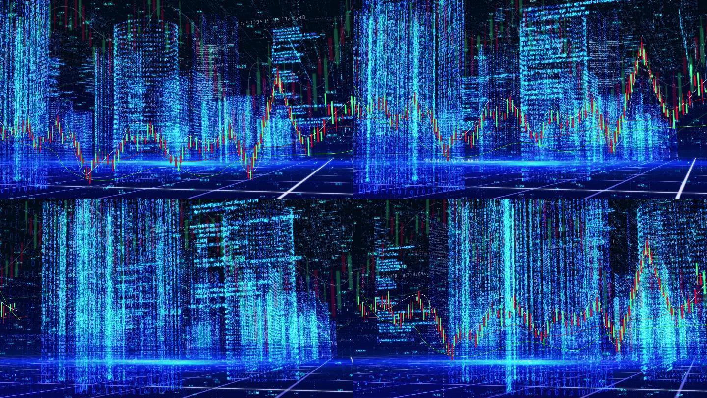 商务金融科技华尔街智慧城市股票市场K线