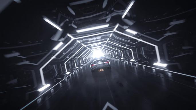 3D三维汽车穿梭隧道C4D工程动画