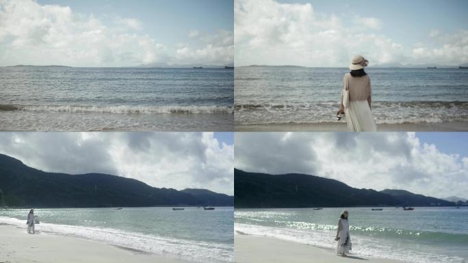【6K】海边行走的女性