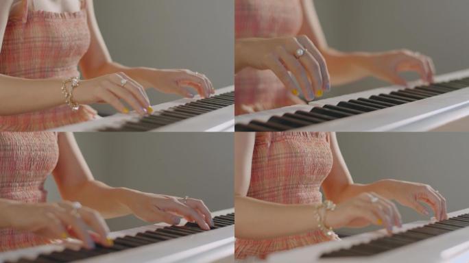 弹钢琴 弹钢琴手指特写