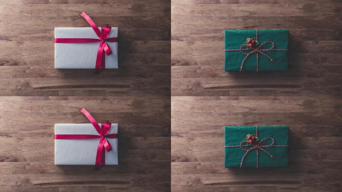 各式各样的礼盒圣诞节浪漫庆祝蝴蝶结