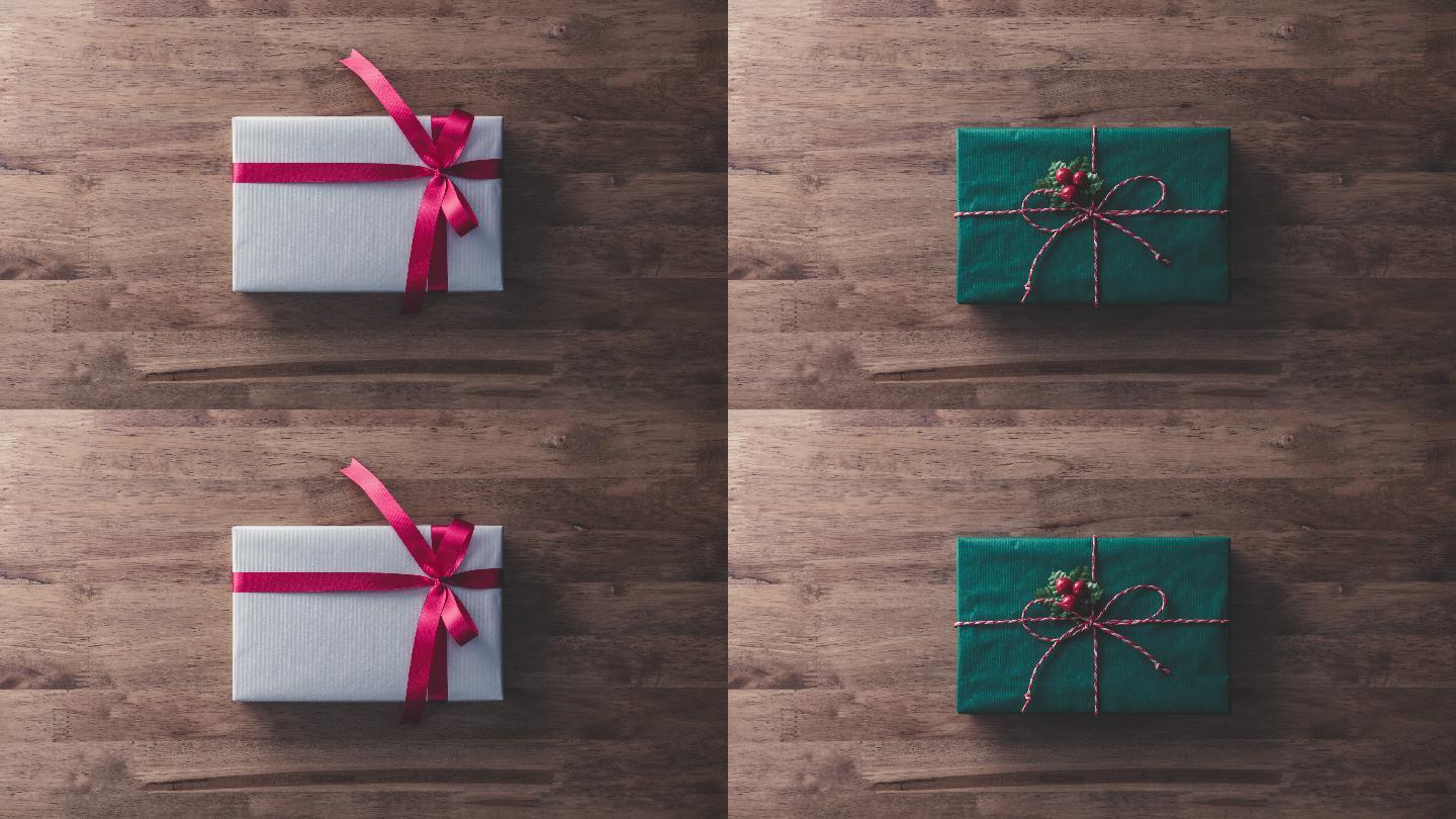各式各样的礼盒圣诞节浪漫庆祝蝴蝶结