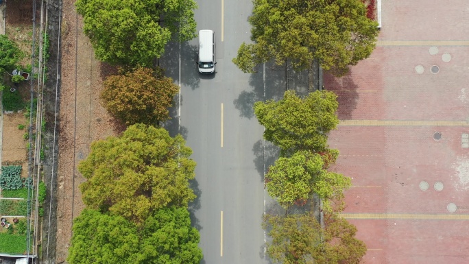 4K航拍绿化公路汽车行驶镜头