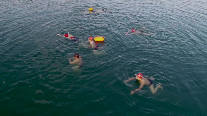 嘉峪关东湖游泳戏水、健步走消夏（航拍素材