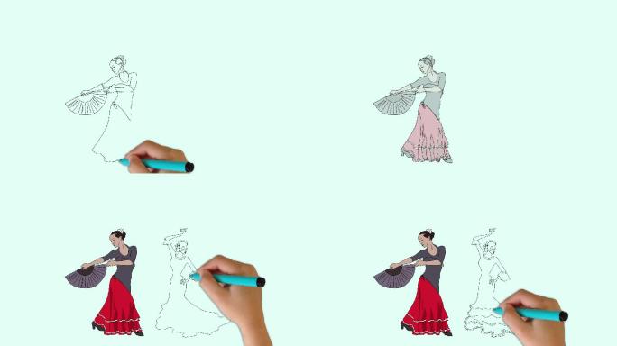 手绘舞蹈素材