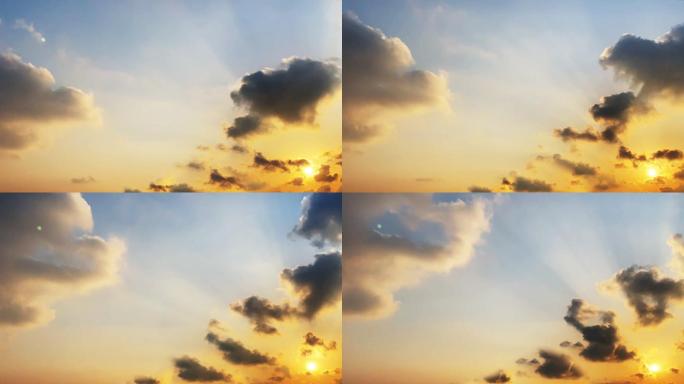 【HD天空】黄金日落黄昏夕阳干净云烟云空