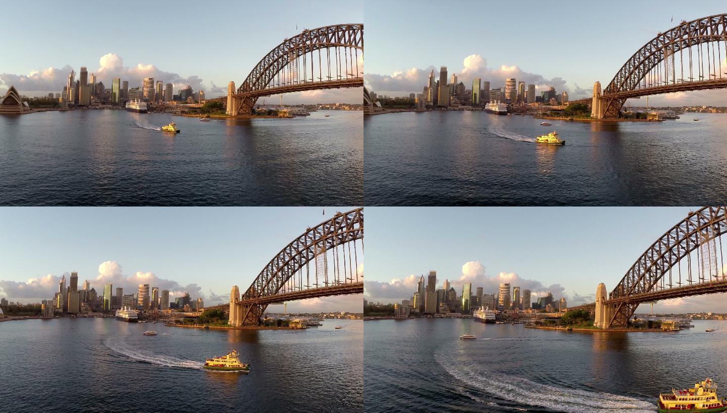 悉尼港日出景色的航拍