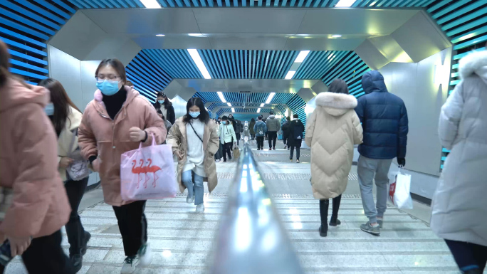 【4K】城市地铁人流延时