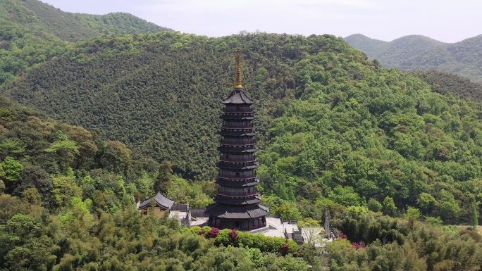 宁波天童寺千佛塔航拍4K视频