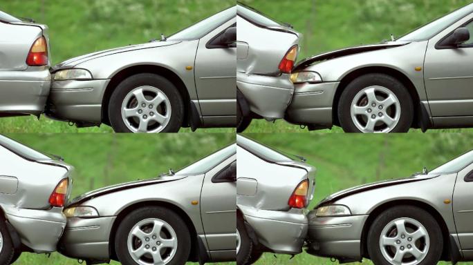 追尾碰撞汽车追尾慢镜头发生车祸升格汽车保