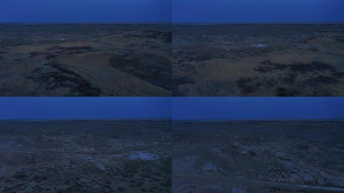 航拍冬天荒原夜色