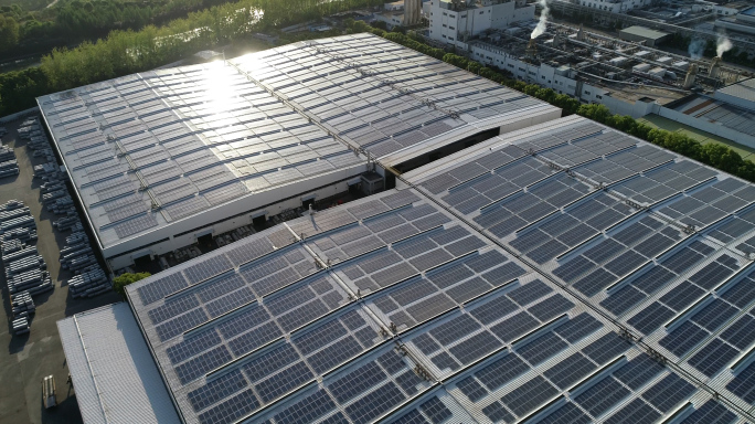 工业光伏4K，太阳能光伏板，工厂光伏
