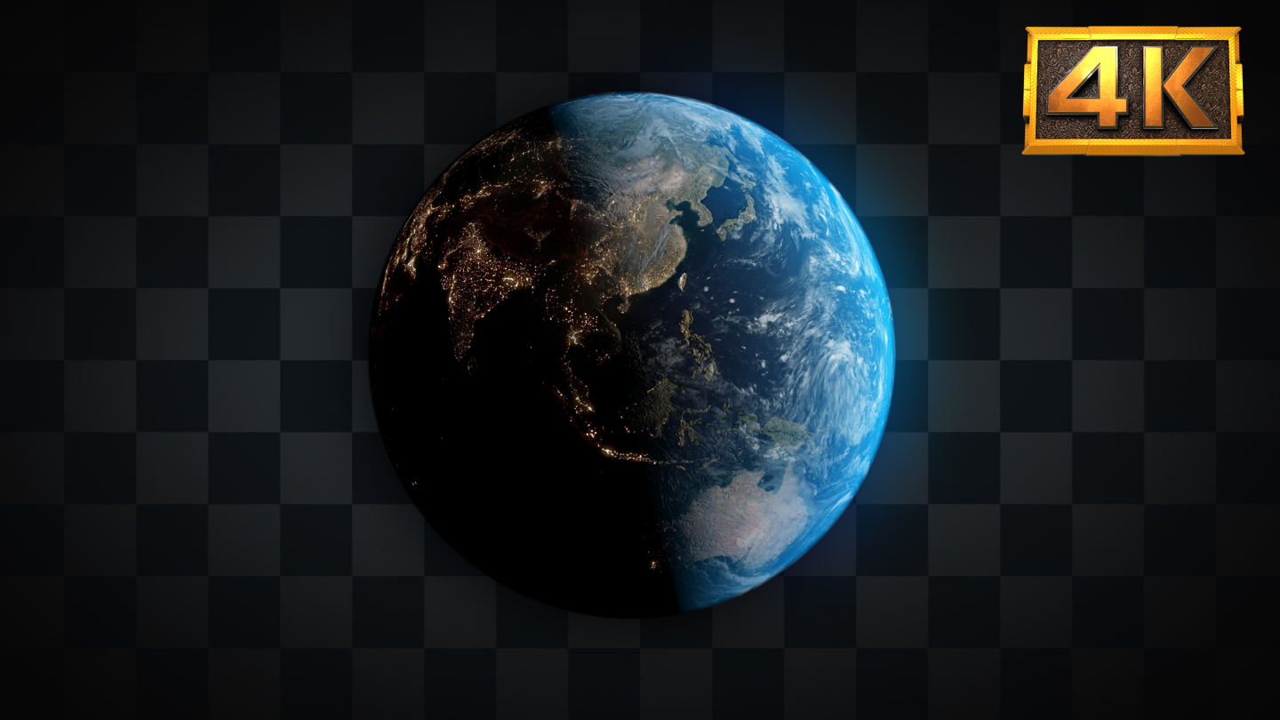 【4K】地球旋转-透明通道30秒