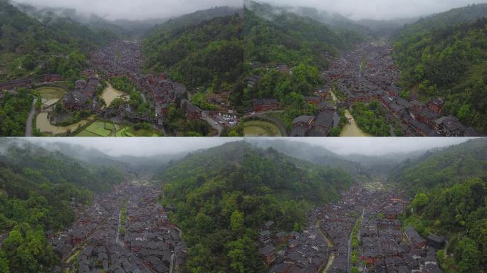 原创肇兴侗族航拍大场面全景