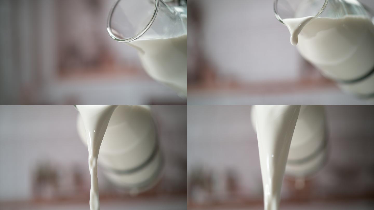 从罐子里倒牛奶4K延时纯奶酸奶香浓早餐