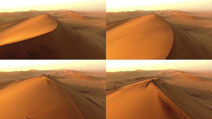 穿越沙漠宁静的场景日落看风景