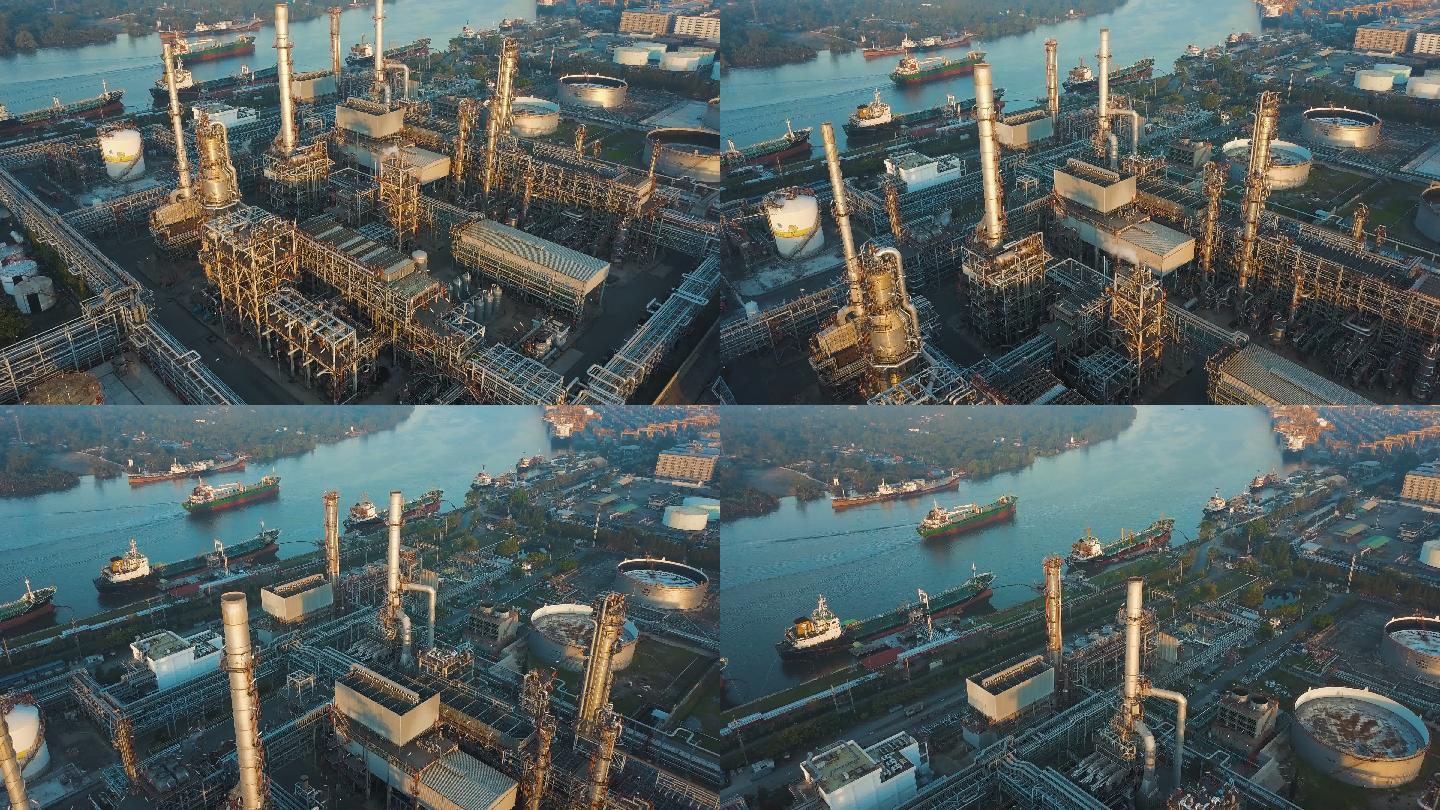 大型炼油厂鸟瞰图鸟瞰图设备石油工业