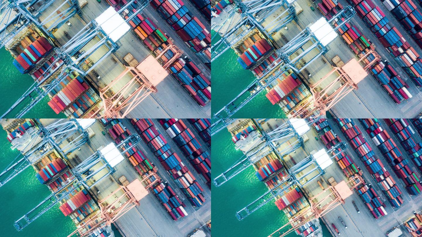 集装箱船工业港航拍