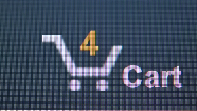 电脑监控的特写宏观拍摄网上购物车