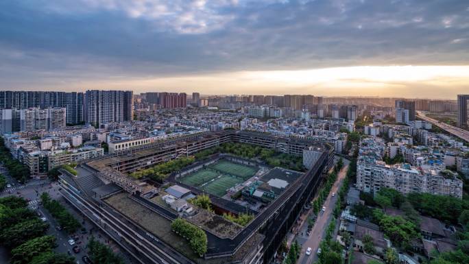 成都西村日落夕阳延时素材