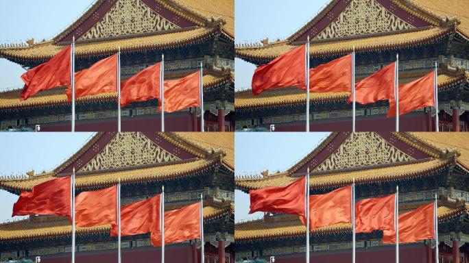 原创拍摄首都北京天安门旗帜飘扬
